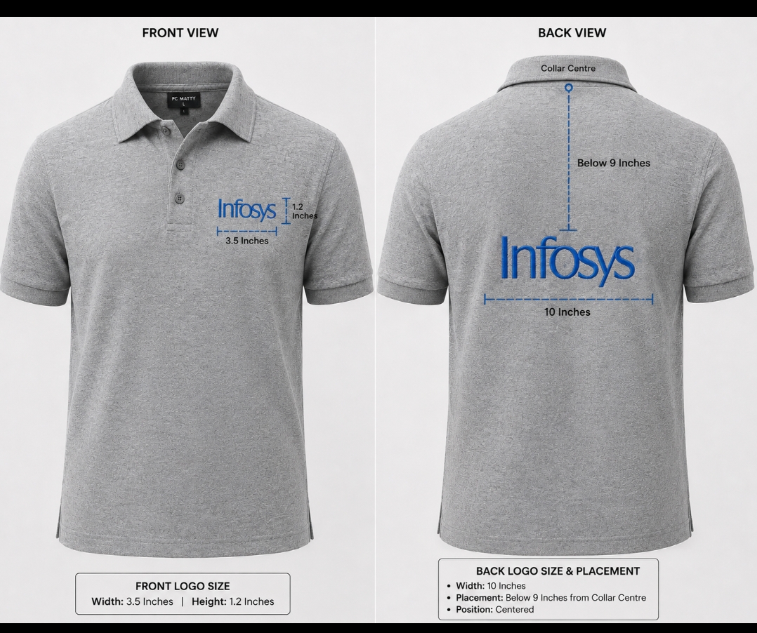 Example front and back logo placements